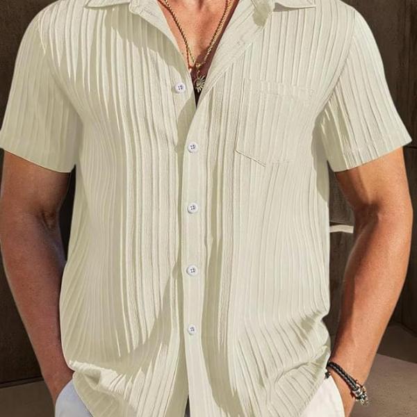 Casual Shirts |Half Sleeve|Line Textured|Solid Regular Fit Shirt