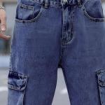 Ben Martin Men's Denim Cotton Cargo Jeans || Stretchable Baggy Fit || High Waist Loose Cargos for Men with Box Pockets || Stylish Gen-Z Streetwear