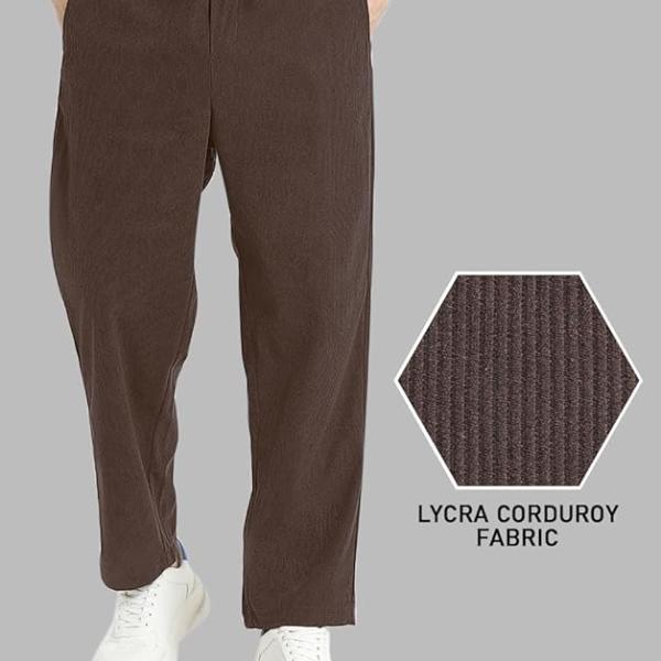 SWADESI STUFF Men's Corduroy Track Pants | Self Design, Mid-Rise Fit, Flexi Waistband - Retro-Inspired Straight Fit Lounge & Casual Wear