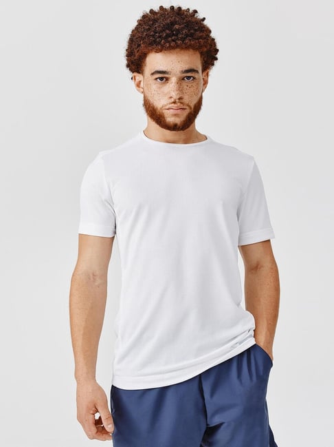 Men’s White Slim Fit Performance Sports T-Shirt