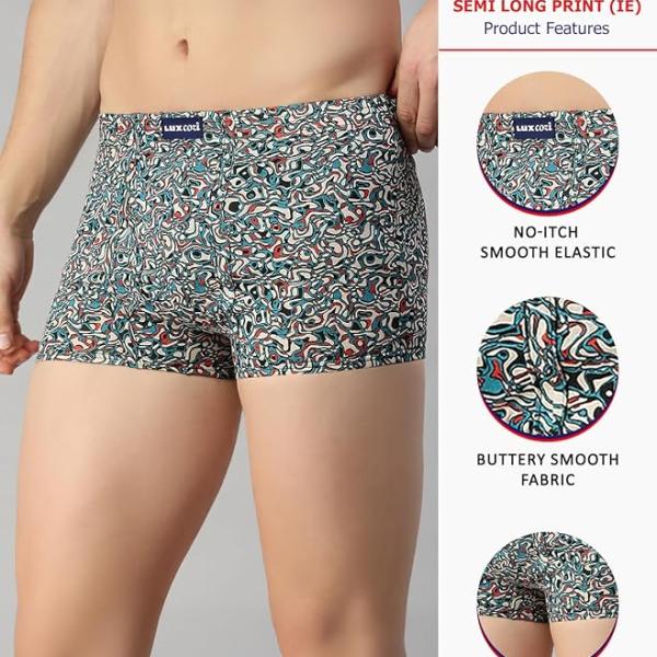 Lux Cozi Mens 100% Cotton Printed Mini Trunk | Printed Mini Trunk for Men | Color and Print May Vary | Mini Trunk for Men Pack of 3