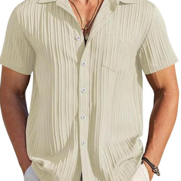 Casual Shirts |Half Sleeve|Line Textured|Solid Regular Fit Shirt