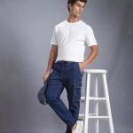 INKD Men's Regular Fit Joggers - Mid -Rise | Cotton Blend | Stretchable Fabric| Elasticated Waistband | Jeans for Men