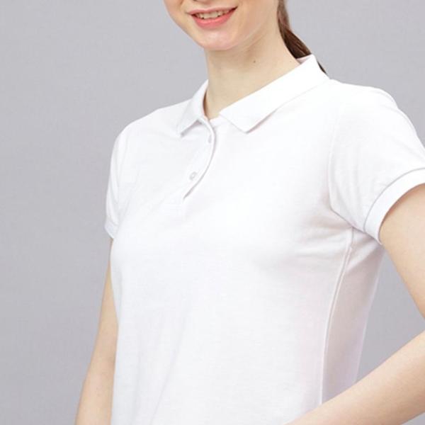 Women’s White Solid Polo Collar T-Shirt – Smart, Stylish & Comfortable