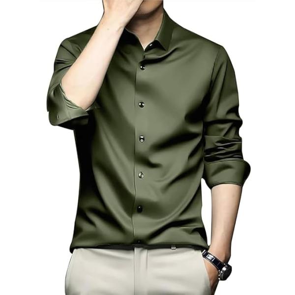 Stylish Solid Satin Casual Shirt for Men Full Sleeves| Poly Satin Silk Shirt