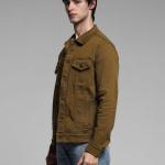 Men’s Premium Brown Cotton Denim Jacket – Full Sleeves, Button Closure, Regular Fit