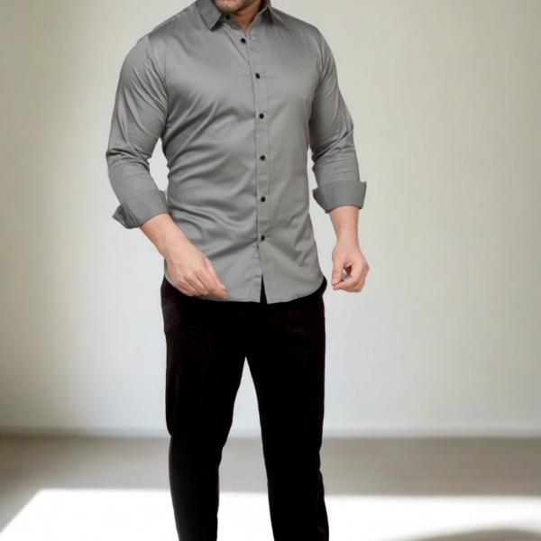 Steel Grey Elegance – Men’s Premium Formal Shirt & Trouser Set