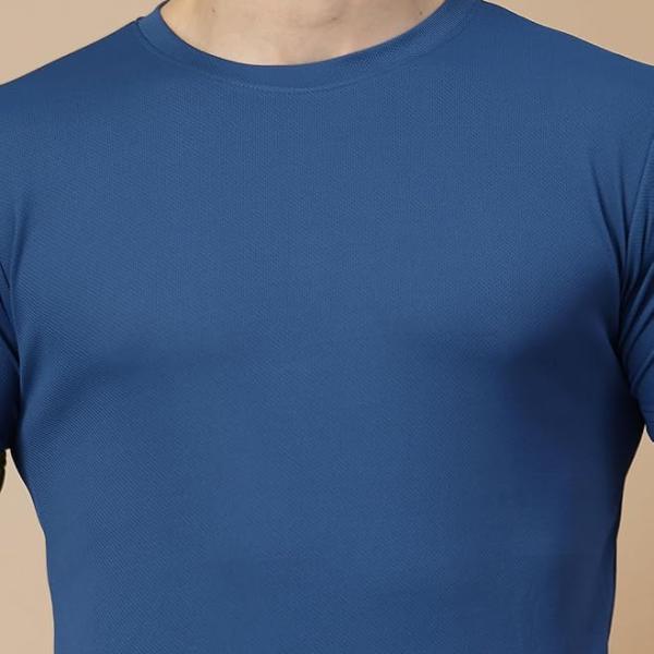 Solid Quick Dry Half Sleeve Regular Fit Round Crew Neck Active Sportswear Gym T-Shirt for Workout Training Running and Fitness Activities