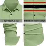 Men’s Casual Cotton Blend Button-Down Shirt – Long Sleeve Solid Regular Fit Spread Collar Shirt