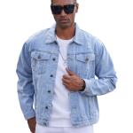 Men’s Casual Ripped Sports Denim Jacket – Slim Fit, Lightweight, Blue