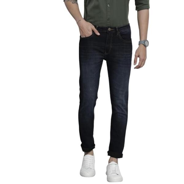 The Indian Garage Co Men's Skinny Fit Mid Rise Solid Mid-Rise Stretchable Jeans