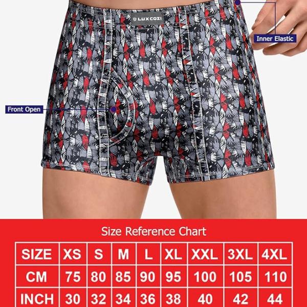 Lux Cozi Mens 100% Cotton Printed Mini Trunk | Printed Mini Trunk for Men | Color and Print May Vary | Mini Trunk for Men Pack of 3
