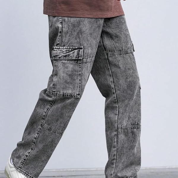 URBAN POCKETS Jeans for Men | Denim Cargo Pants with Baggy Fit Utility Pockets & Streetwear Stitch Design (Cargo-U01-U02)
