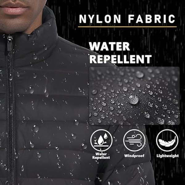 Men’s Premium Nylon Puffer Bomber Jacket – Winter Warm, Water-Resistant, Stylish Casual Biker Hoody