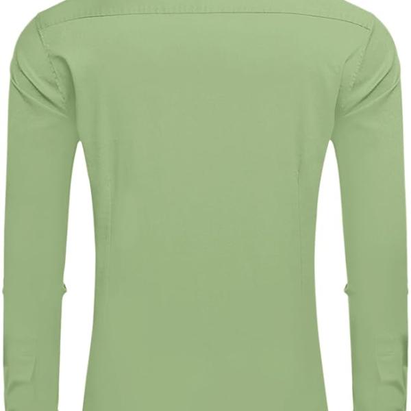 Men’s Casual Cotton Blend Button-Down Shirt – Long Sleeve Solid Regular Fit Spread Collar Shirt